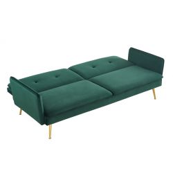 Canapé droit ADAM convertible velours vert foncé 3 places