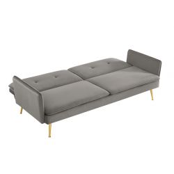 Canapé droit ADAM convertible velours anthracite 3 places
