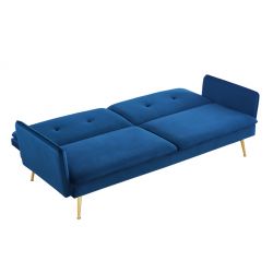 Canapé droit ADAM convertible velours bleu marine 3 places
