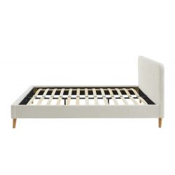 Lit double ANDREAS laine bouclée blanche sommier 160x200cm inclus
