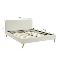 Lit double ANDREAS laine bouclée blanche sommier 140x190cm inclus