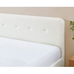 Lit double ANDREAS laine bouclée blanche sommier 140x190cm inclus