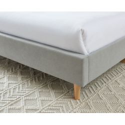 Lit double MARIUS tissus gris perle 160x200 sommier inclus