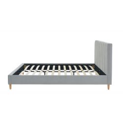 Lit double MARIUS tissus gris perle 160x200 sommier inclus