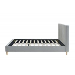 Lit double MARIUS tissus gris perle 140x190 sommier inclus