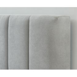 Lit coffre MARIUS tissus gris perle 160x200 sommier inclus