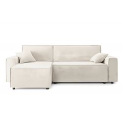 Canapé d'angle MIRA convertible velours beige 4 places 