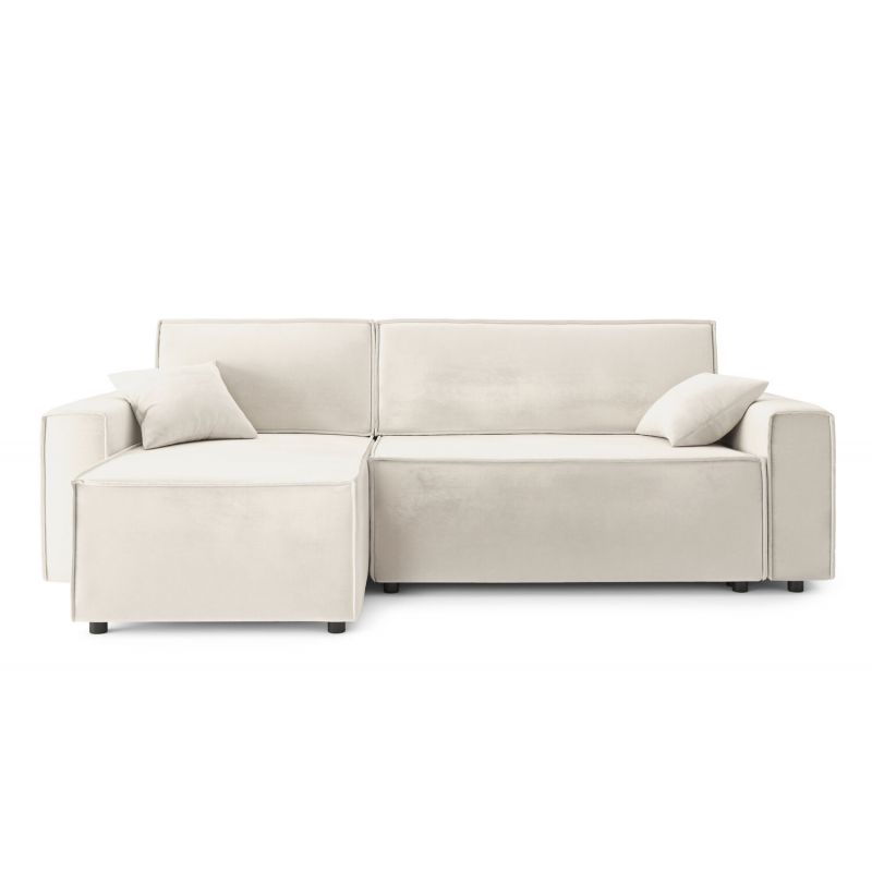 Canapé d'angle MIRA convertible velours beige 4 places 
