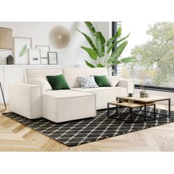 Canapé d'angle MIRA convertible velours beige 4 places 