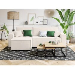 Canapé d'angle MIRA convertible velours beige 4 places 