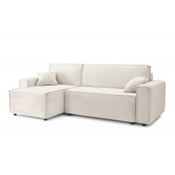 Canapé d'angle MIRA convertible velours beige 4 places 