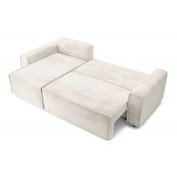 Canapé d'angle MIRA convertible velours beige 4 places 