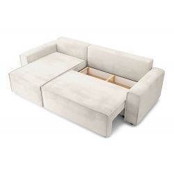Canapé d'angle MIRA convertible velours beige 4 places 