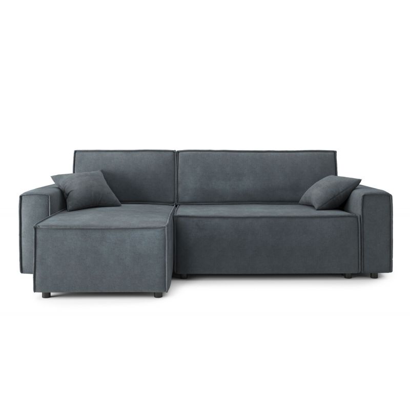 Canapé d'angle MIRA convertible velours gris souris 4 places