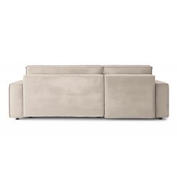 Canapé d'angle MIRA convertible velours grège 4 places
