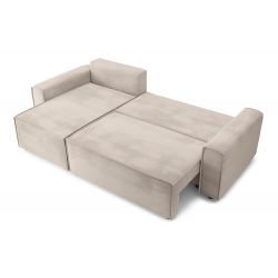 Canapé d'angle MIRA convertible velours grège 4 places