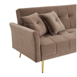Canapé d'angle AROMA convertible 5 places velours taupe
