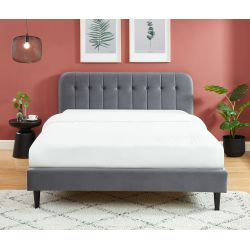 Lit ANDREvelours gris anthracite160x200 sommier inclus