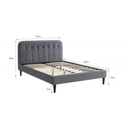 Lit ANDREvelours gris anthracite160x200 sommier inclus