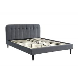 Lit ANDREvelours gris anthracite160x200 sommier inclus