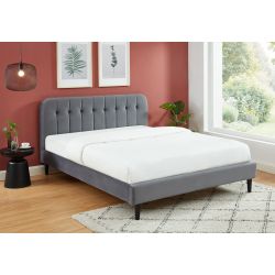 Lit ANDREvelours gris anthracite160x200 sommier inclus