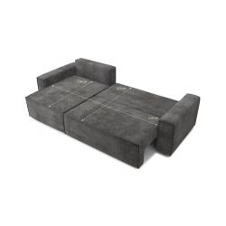 Canapé d'angle ANATOLE en velours anthracite avec fonction convertible 