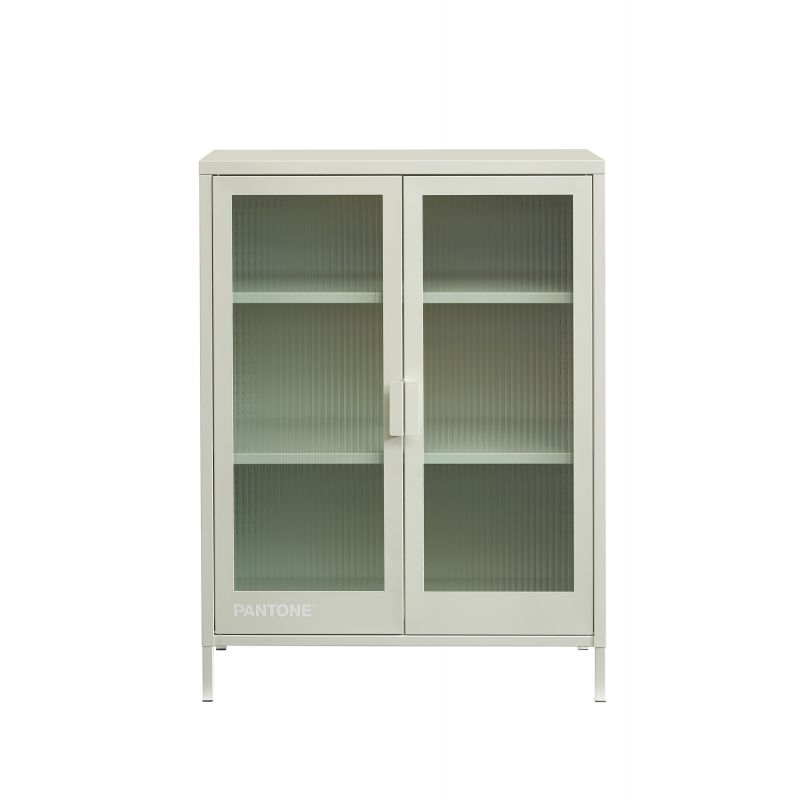 Buffet PANTONE beige sable portes en verre cannelé