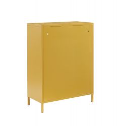 Buffet PANTONE jaune moutarde portes en verre cannelé