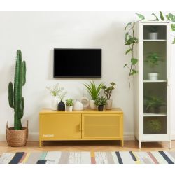 Meuble tv PANTONE métal jaune moutarde l120cm