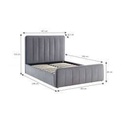 Lit coffre GATSBY velours gris anthracite 140x190 sommier inclus