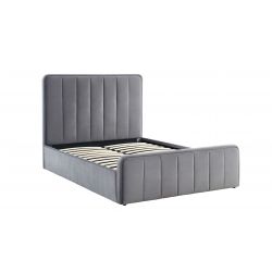 Lit coffre GATSBY velours gris anthracite 140x190 sommier inclus