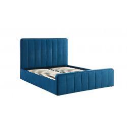 Lit coffre GATSBY velours bleu canard 160x200 sommier inclus