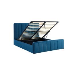 Lit coffre GATSBY velours bleu canard 160x200 sommier inclus