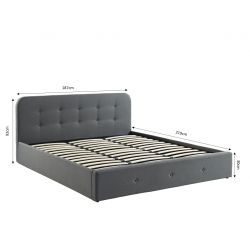 Lit coffre AMBRE tissu gris anthracite 180x200 sommier inclus