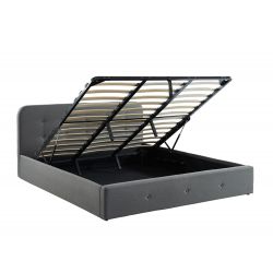 Lit coffre AMBRE tissu gris anthracite 180x200 sommier inclus