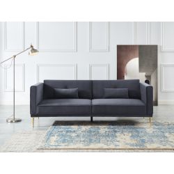Canapé droit JUDITH convertible velours gris 3 places