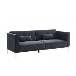 Canapé droit JUDITH convertible velours gris 3 places