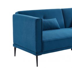 Canapé droit JUDITH convertible tissu bleu 3 places