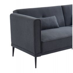 Canapé droit JUDITH convertible tissu gris 3 places