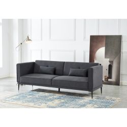 Canapé droit JUDITH convertible tissu gris 3 places
