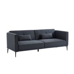 Canapé droit JUDITH convertible tissu gris 3 places