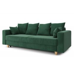 Canapé droit KRISTIconvertiblevelours cotêlé vert 