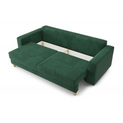 Canapé droit KRISTIconvertiblevelours cotêlé vert 