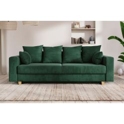 Canapé droit KRISTIconvertiblevelours cotêlé vert 