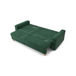 Canapé droit KRISTIconvertiblevelours cotêlé vert 