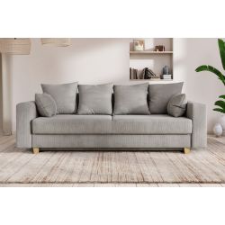 Canapé droit KRISTIconvertiblevelours cotêlé gris clair 