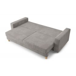 Canapé droit KRISTIconvertiblevelours cotêlé gris clair 