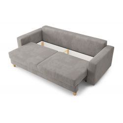 Canapé droit KRISTIconvertiblevelours cotêlé gris clair 