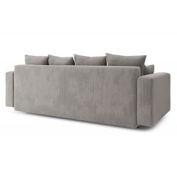 Canapé droit KRISTIconvertiblevelours cotêlé gris clair 