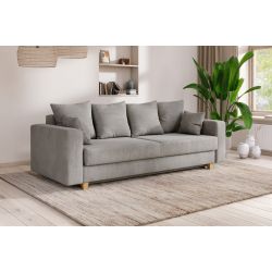Canapé droit KRISTIconvertiblevelours cotêlé gris clair 